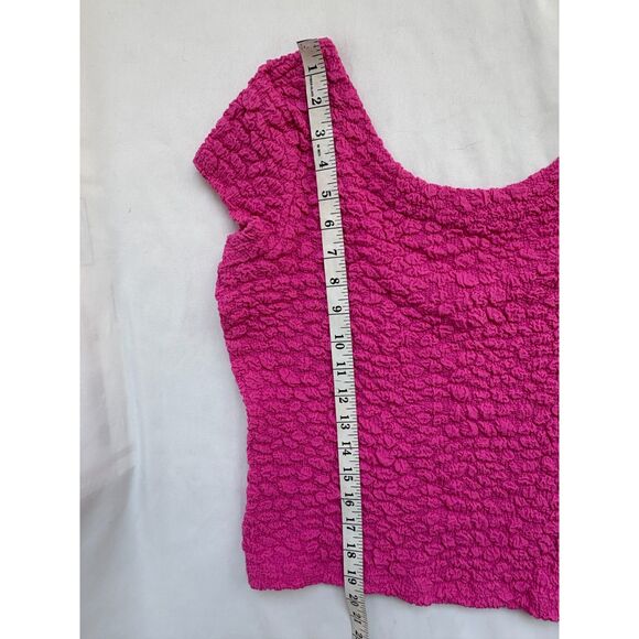 Anthropologie Maeve Socialite Popcorn Tee Magenta Pink Size S Barbiecore Girly - Picture 11 of 11